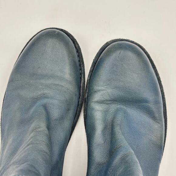 Officine Creative Blue Leather Ankle Zip Booties Boots Women's 37.5 - Picture 10 of 11